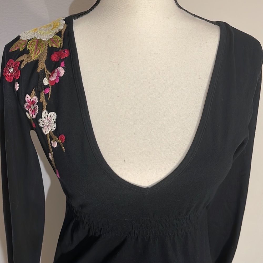Johnny Was LA Black Embroidered LOVE Dress - Picture 5 of 9